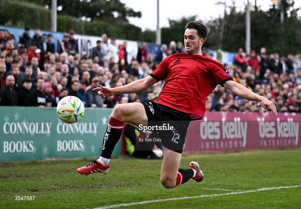 21 August 2026; Patrick Hickey of Bohemians during the SSE Airtricity Men’s Premier Division match between Bohemians and Derry City at Dalymount Park in Dublin. Photo by Seb Daly/Sportsfile