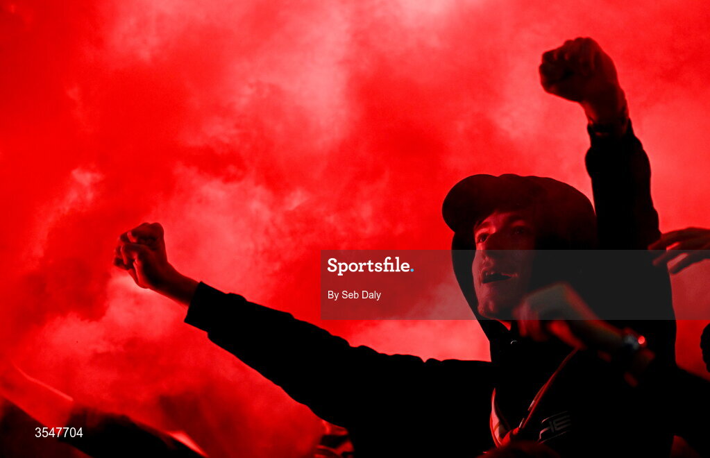 21 August 2026; A Bohemians supporter during the SSE Airtricity Men’s Premier Division match between Bohemians and Derry City at Dalymount Park in Dublin. Photo by Seb Daly/Sportsfile