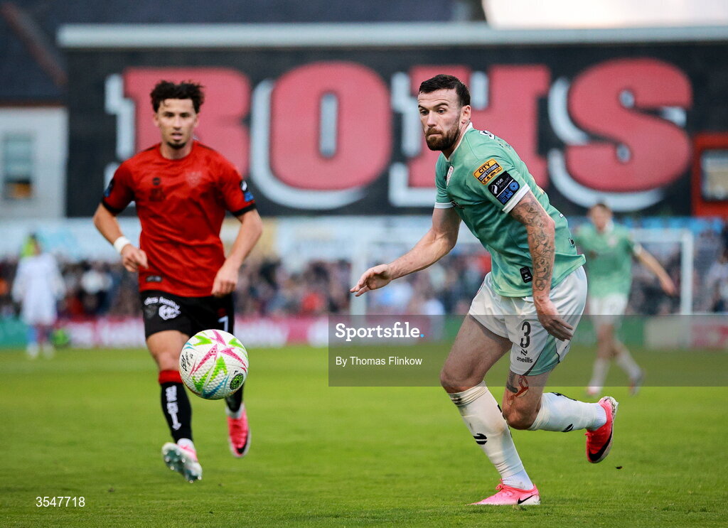 21 August 2026; Patrick McClean of Derry City during the SSE Airtricity Men’s Premier Division match between Bohemians and Derry City at Dalymount Park in Dublin. Photo by Thomas Flinkow/Sportsfile