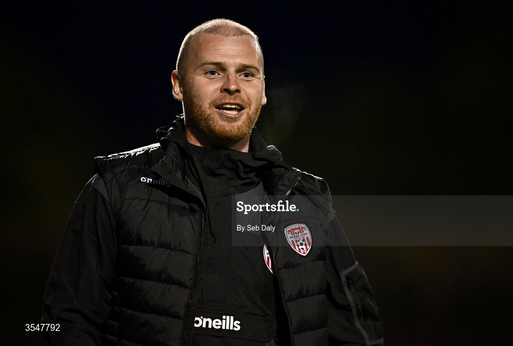 21 August 2026; Derry City interim manager Mark Connolly during the SSE Airtricity Men’s Premier Division match between Bohemians and Derry City at Dalymount Park in Dublin. Photo by Seb Daly/Sportsfile