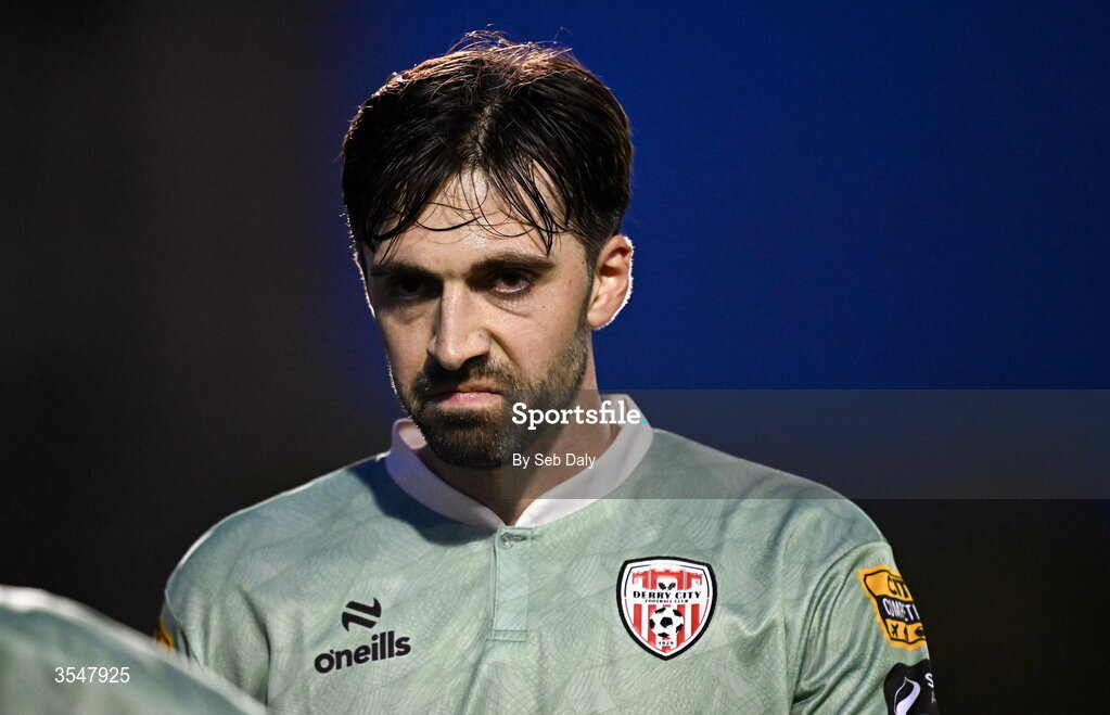 21 August 2026; Ellis Chapman of Derry City during the SSE Airtricity Men’s Premier Division match between Bohemians and Derry City at Dalymount Park in Dublin. Photo by Seb Daly/Sportsfile