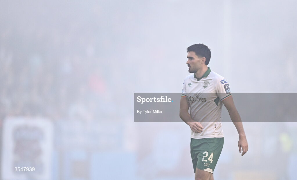 21 August 2026; Luke Turner of St Patrick's Athletic during the SSE Airtricity Men’s Premier Division match between Drogheda United and St Patrick's Athletic at Sullivan & Lambe Park in Drogheda, Louth. Photo by Tyler Miller/Sportsfile