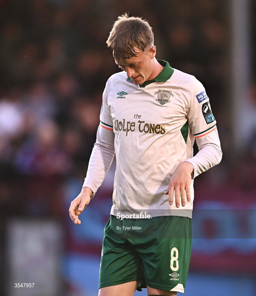 21 August 2026; Chris Forrester of St Patrick's Athletic during the SSE Airtricity Men’s Premier Division match between Drogheda United and St Patrick's Athletic at Sullivan & Lambe Park in Drogheda, Louth. Photo by Tyler Miller/Sportsfile