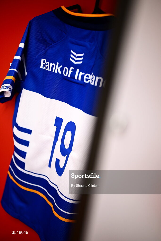 22 August 2026; The jersey of Kate Jordan of Leinster is seen in the dressing-room ahead of the Vodafone Womens Interprovincial Championship Round 3 match between Ulster and Leinster at Affidea Stadium in Belfast. Photo by Shauna Clinton/Sportsfile