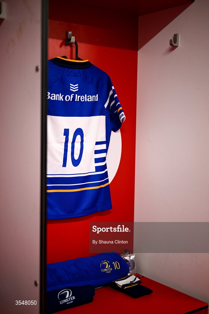 22 August 2026; The jersey of Ellie O’Sullivan Sexton of Leinster is seen in the dressing-room ahead of the Vodafone Womens Interprovincial Championship Round 3 match between Ulster and Leinster at Affidea Stadium in Belfast. Photo by Shauna Clinton/Sportsfile