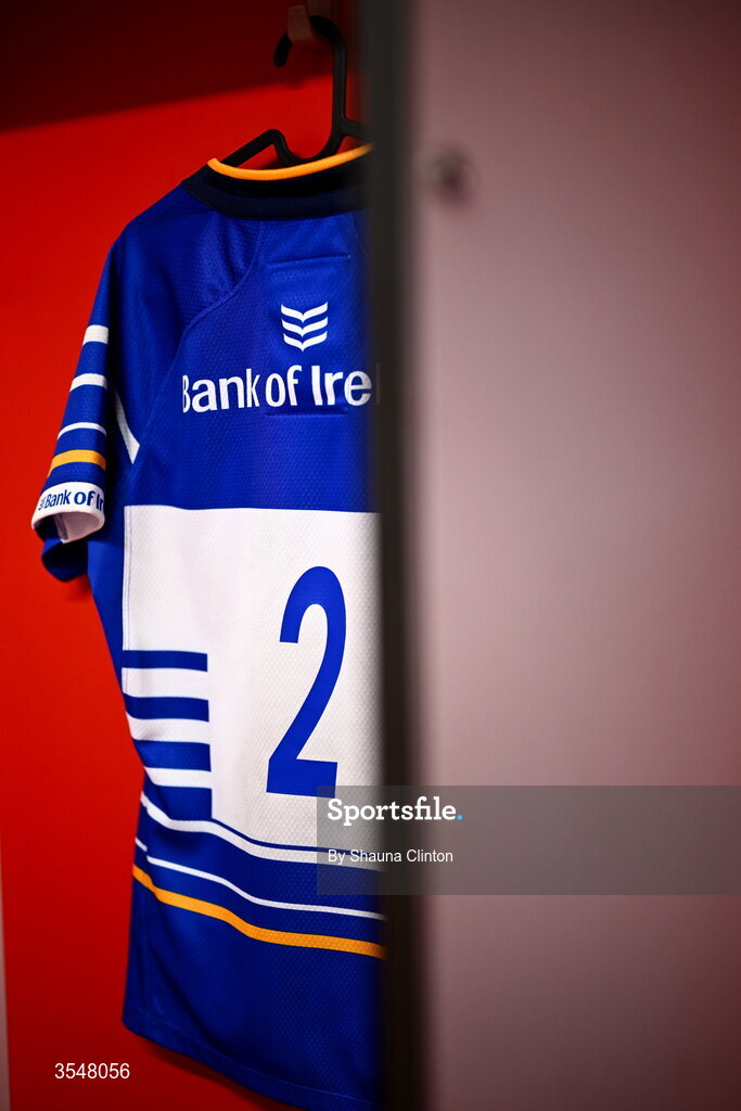 22 August 2026; The jersey of Sarah Delaney of Leinster is seen in the dressing-room ahead of the Vodafone Womens Interprovincial Championship Round 3 match between Ulster and Leinster at Affidea Stadium in Belfast. Photo by Shauna Clinton/Sportsfile