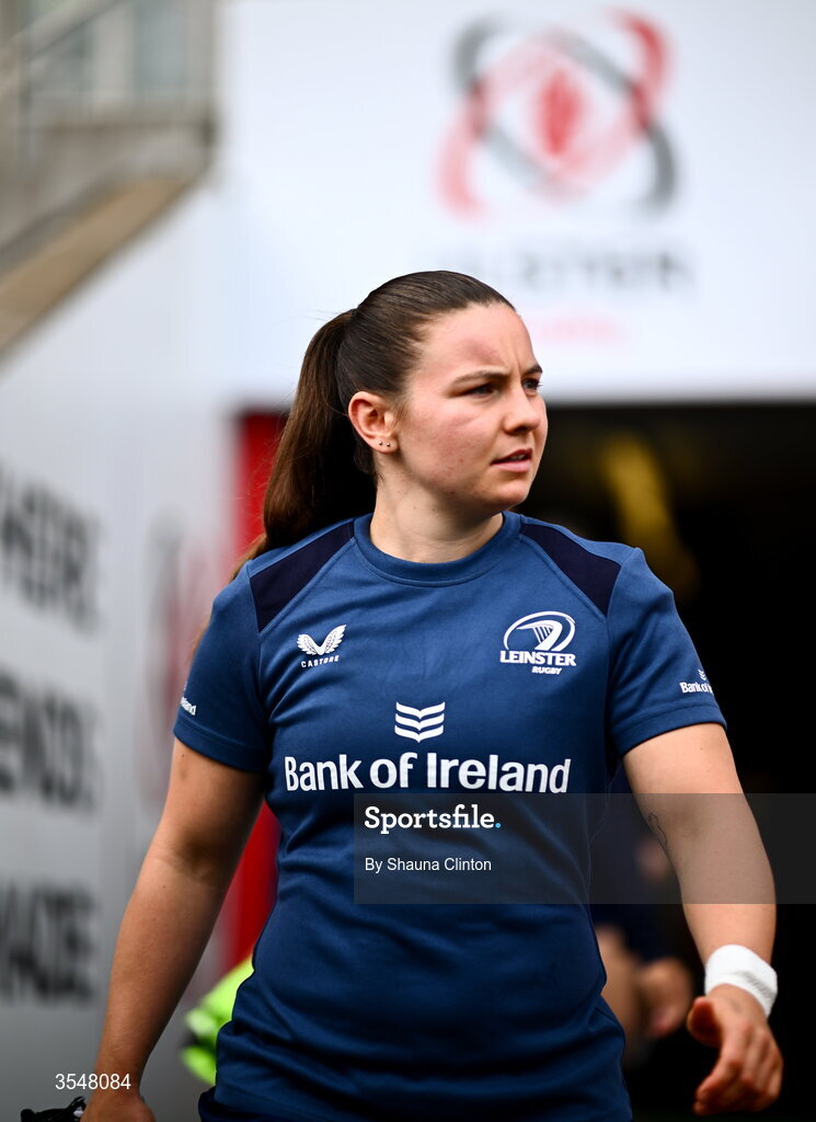 22 August 2026; Sarah Delaney of Leinster ahead of the Vodafone Womens Interprovincial Championship Round 3 match between Ulster and Leinster at Affidea Stadium in Belfast. Photo by Shauna Clinton/Sportsfile
