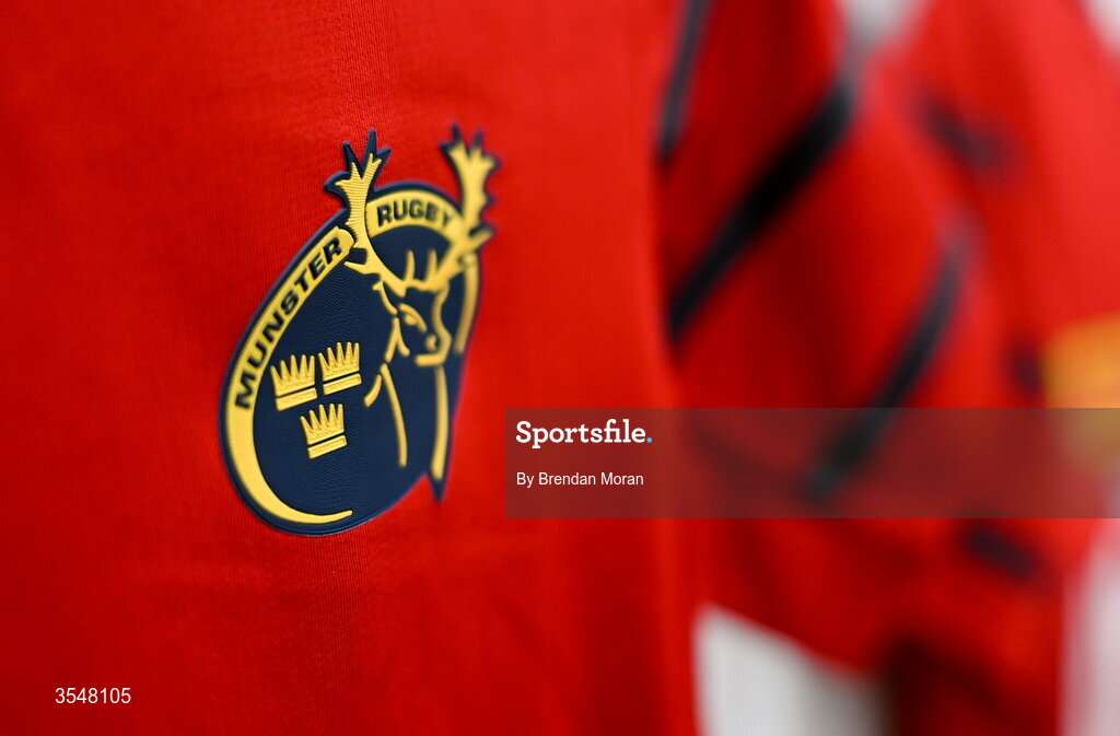 22 August 2026; The crest on the jersey of captain Aoife Corey in the Munster dressingroom before the Vodafone Womens Interprovincial Championship Round 3 match between Connacht and Munster at Dexcom Stadium in Galway. Photo by Brendan Moran/Sportsfile