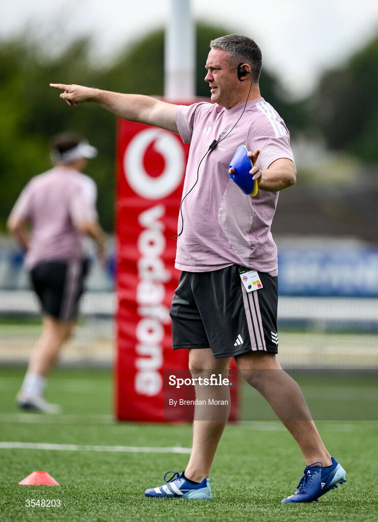 22 August 2026; Munster head coach Matt Brown before the Vodafone Womens Interprovincial Championship Round 3 match between Connacht and Munster at Dexcom Stadium in Galway. Photo by Brendan Moran/Sportsfile