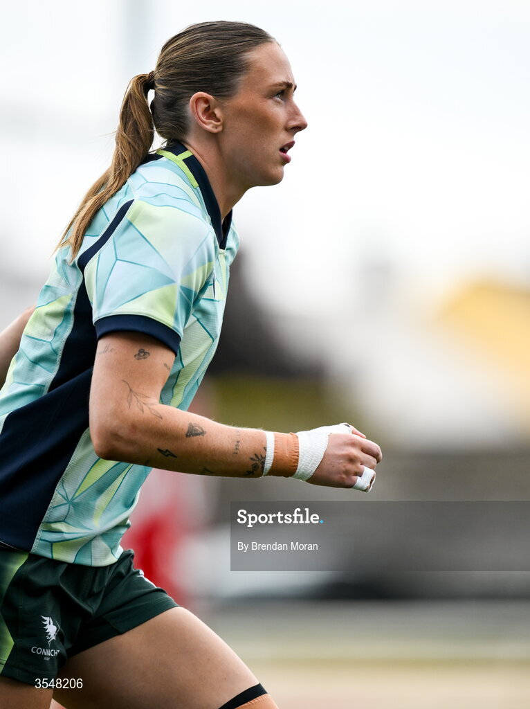 22 August 2026; Anna McGann of Connacht warms up before the Vodafone Womens Interprovincial Championship Round 3 match between Connacht and Munster at Dexcom Stadium in Galway. Photo by Brendan Moran/Sportsfile