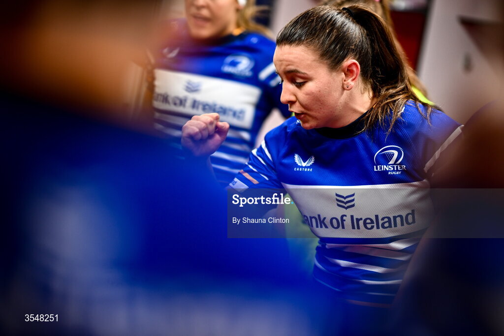 22 August 2026; Sarah Delaney of Leinster in the dressing-room ahead of the Vodafone Womens Interprovincial Championship Round 3 match between Ulster and Leinster at Affidea Stadium in Belfast. Photo by Shauna Clinton/Sportsfile