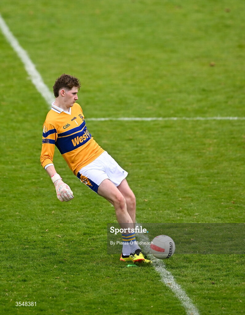 22 August 2026; Castleknock goalkeeper John Vahey during the PTSB Dublin Senior Club Football Championships Round 2 match between Ballyboden St Enda's and Castleknock at Parnell Park in Dublin. Photo by Piaras Ó Mídheach/Sportsfile