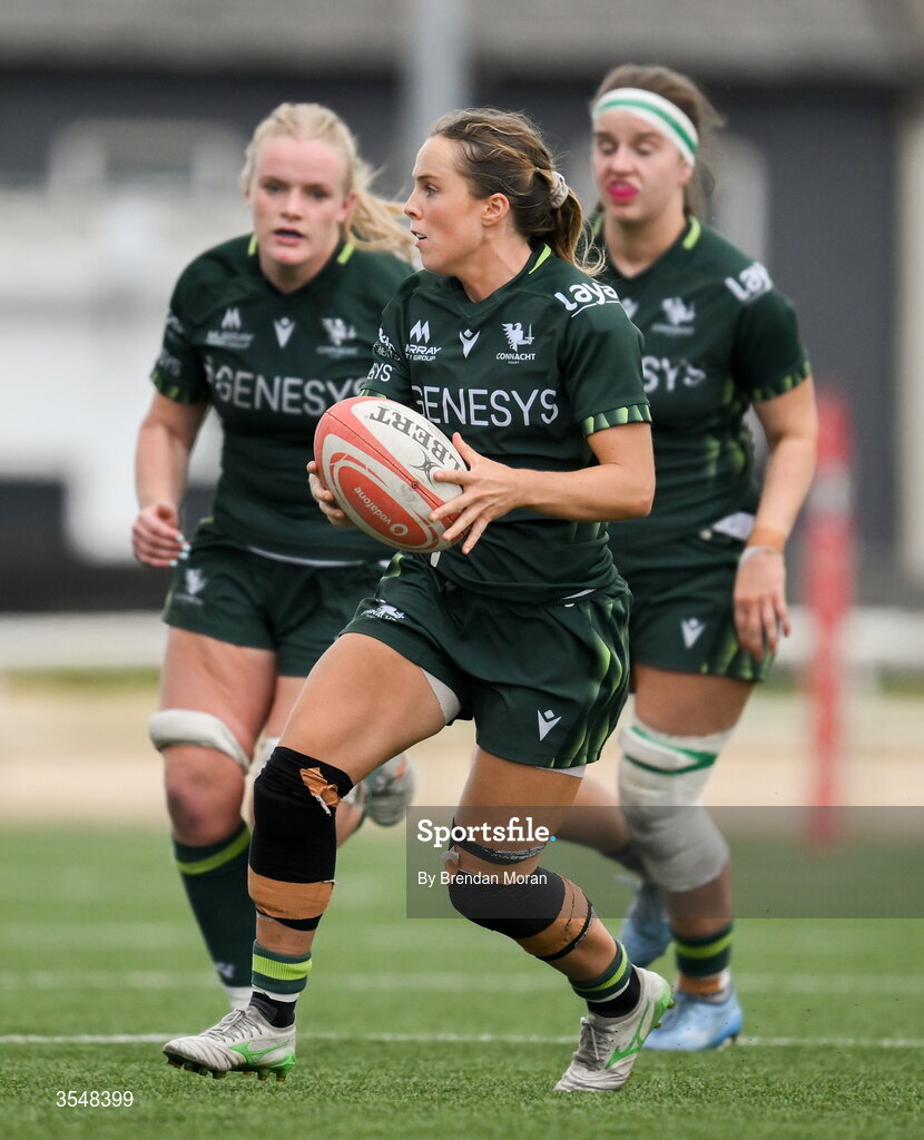 22 August 2026; Aoibheann Reilly of Connacht during the Vodafone Womens Interprovincial Championship Round 3 match between Connacht and Munster at Dexcom Stadium in Galway. Photo by Brendan Moran/Sportsfile