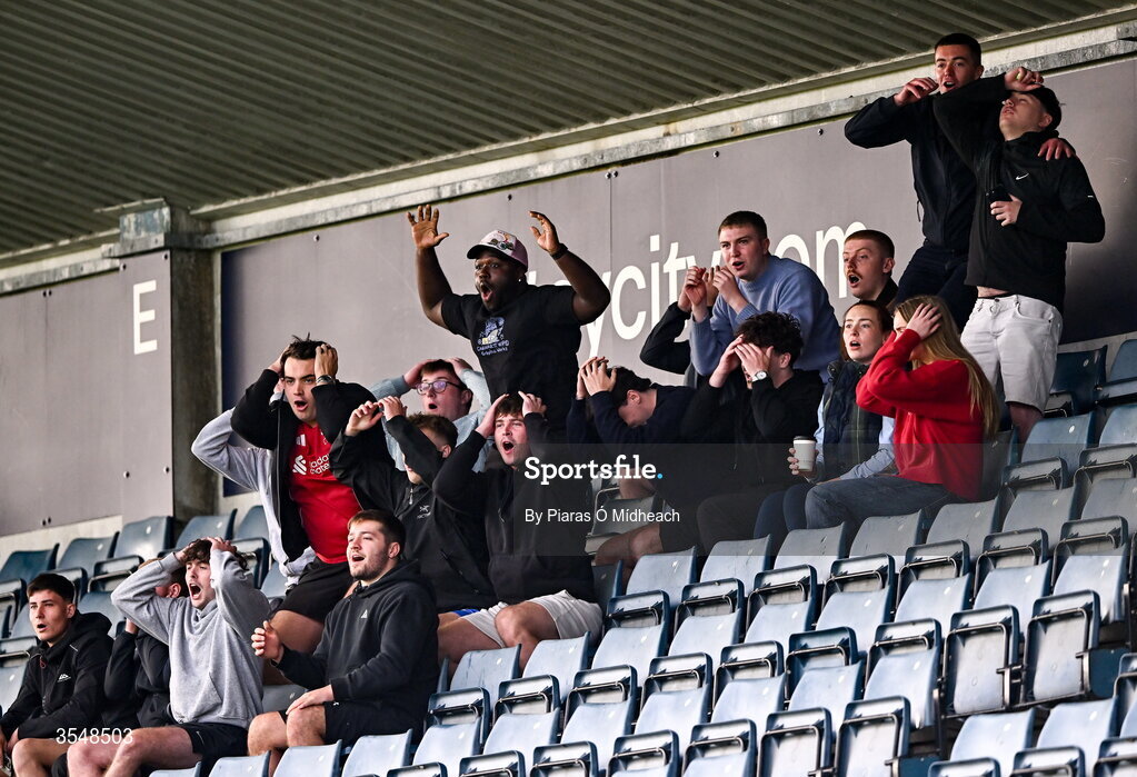 22 August 2026; Spectators during the PTSB Dublin Senior Club Football Championships Round 2 match between Skerries Harps and Thomas Davis at Parnell Park in Dublin. Photo by Piaras Ó Mídheach/Sportsfile