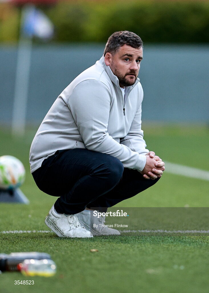 22 August 2026; Galway United manager Phil Trill during the Club Orange Women’s FAI Cup semi-final match between Athlone Town and Galway United at Athlone Town Stadium in Lissywollen, Athlone. Photo by Thomas Flinkow/Sportsfile