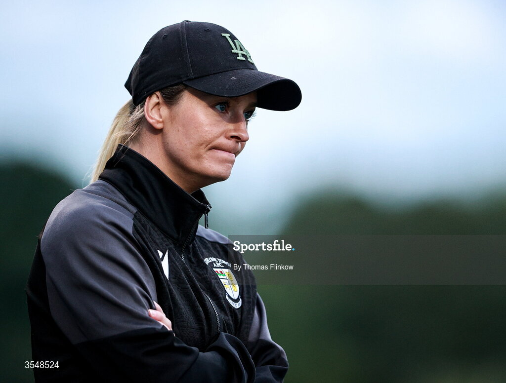 22 August 2026; Athlone Town head coach Lily Agg during the Club Orange Women’s FAI Cup semi-final match between Athlone Town and Galway United at Athlone Town Stadium in Lissywollen, Athlone. Photo by Thomas Flinkow/Sportsfile