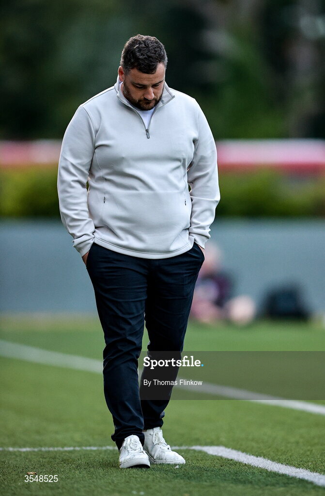 22 August 2026; Galway United manager Phil Trill during the Club Orange Women’s FAI Cup semi-final match between Athlone Town and Galway United at Athlone Town Stadium in Lissywollen, Athlone. Photo by Thomas Flinkow/Sportsfile