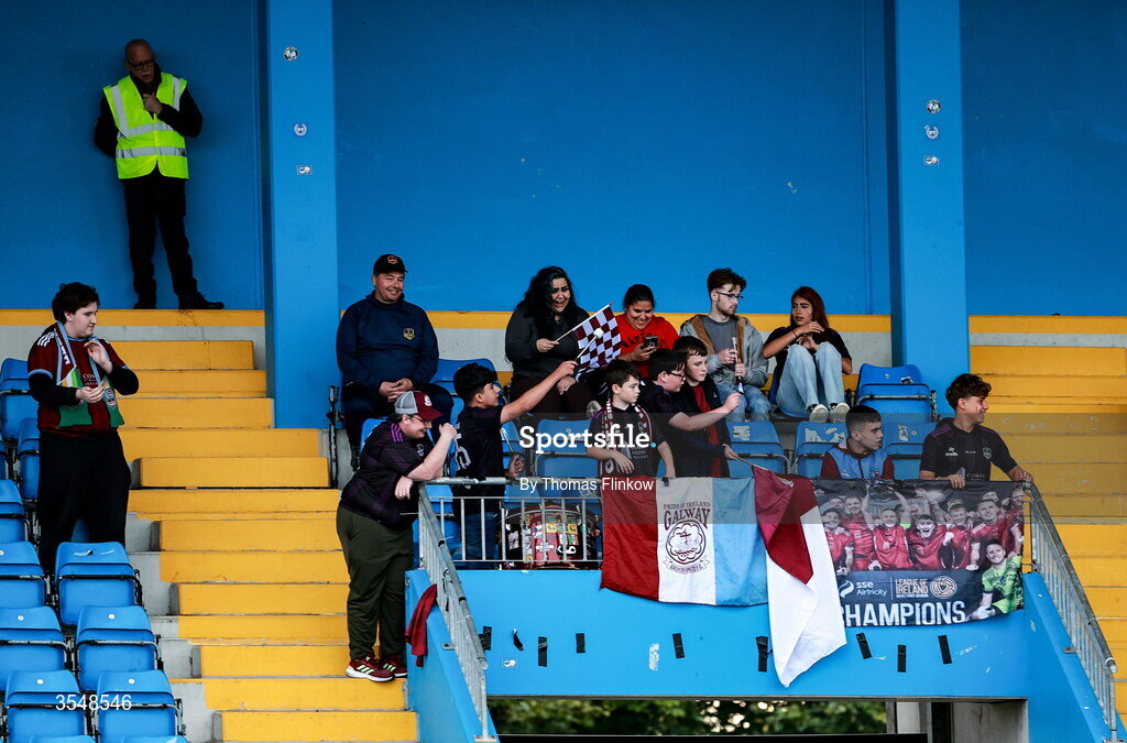 22 August 2026; Galway United supporters during the Club Orange Women’s FAI Cup semi-final match between Athlone Town and Galway United at Athlone Town Stadium in Lissywollen, Athlone. Photo by Thomas Flinkow/Sportsfile