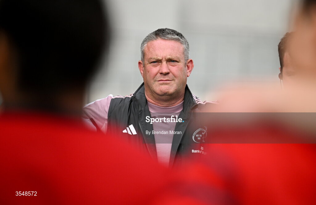 22 August 2026; Munster head coach Matt Brown after the Vodafone Womens Interprovincial Championship Round 3 match between Connacht and Munster at Dexcom Stadium in Galway. Photo by Brendan Moran/Sportsfile