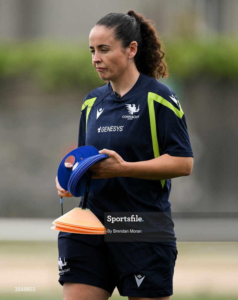 22 August 2026; Connacht attack coach Larissa Muldoon before the Vodafone Womens Interprovincial Championship Round 3 match between Connacht and Munster at Dexcom Stadium in Galway. Photo by Brendan Moran/Sportsfile