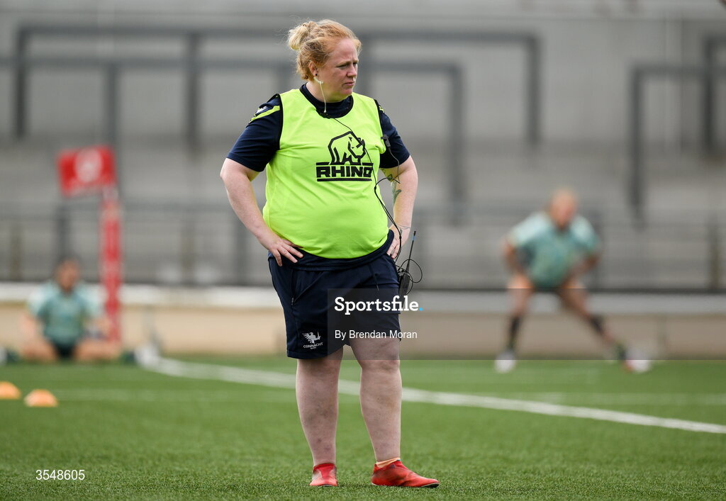 22 August 2026; Connacht defence coach Fiona Hayes before the Vodafone Womens Interprovincial Championship Round 3 match between Connacht and Munster at Dexcom Stadium in Galway. Photo by Brendan Moran/Sportsfile