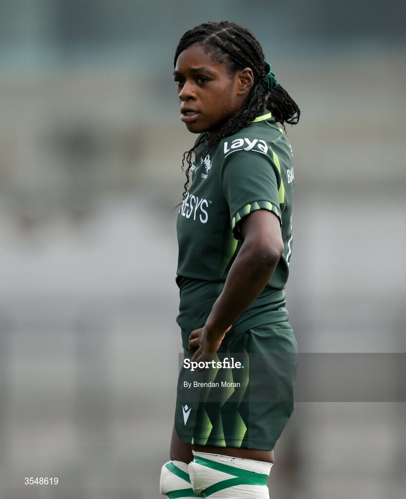 22 August 2026; Faith Oviawe of Connacht during the Vodafone Womens Interprovincial Championship Round 3 match between Connacht and Munster at Dexcom Stadium in Galway. Photo by Brendan Moran/Sportsfile