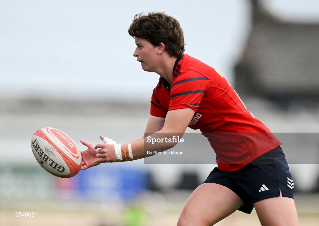 22 August 2026; Caitríona Finn of Munster during the Vodafone Womens Interprovincial Championship Round 3 match between Connacht and Munster at Dexcom Stadium in Galway. Photo by Brendan Moran/Sportsfile