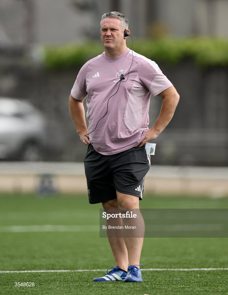 22 August 2026; Munster head coach Matt Brown before the Vodafone Womens Interprovincial Championship Round 3 match between Connacht and Munster at Dexcom Stadium in Galway. Photo by Brendan Moran/Sportsfile