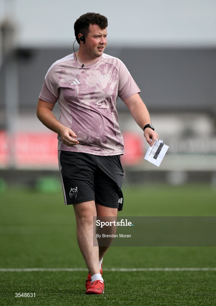 22 August 2026; Munster strength and conditioning coach Kenneth Mills before the Vodafone Womens Interprovincial Championship Round 3 match between Connacht and Munster at Dexcom Stadium in Galway. Photo by Brendan Moran/Sportsfile