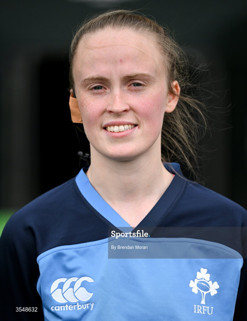 22 August 2026; Referee Alana Kerr before the Vodafone Womens Interprovincial Championship Round 3 match between Connacht and Munster at Dexcom Stadium in Galway. Photo by Brendan Moran/Sportsfile