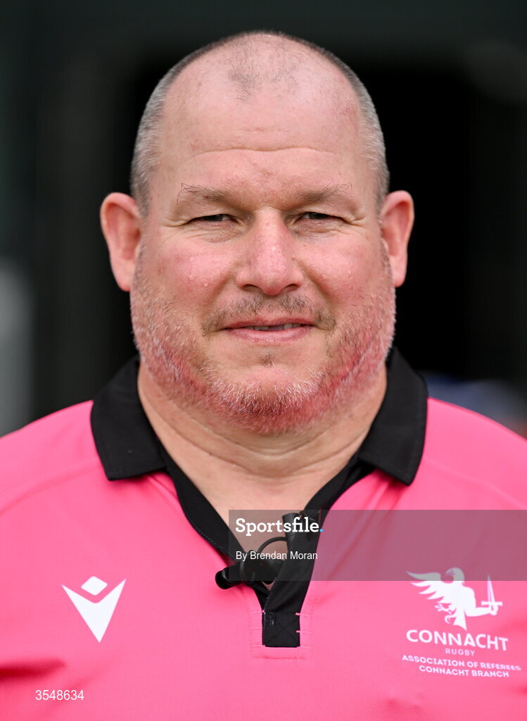 22 August 2026; Match official Jason Craughwell before the Vodafone Womens Interprovincial Championship Round 3 match between Connacht and Munster at Dexcom Stadium in Galway. Photo by Brendan Moran/Sportsfile