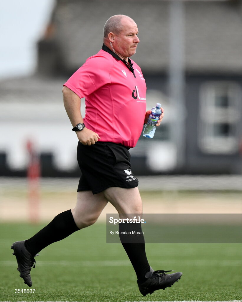 22 August 2026; Match official Jason Craughwell during the Vodafone Womens Interprovincial Championship Round 3 match between Connacht and Munster at Dexcom Stadium in Galway. Photo by Brendan Moran/Sportsfile