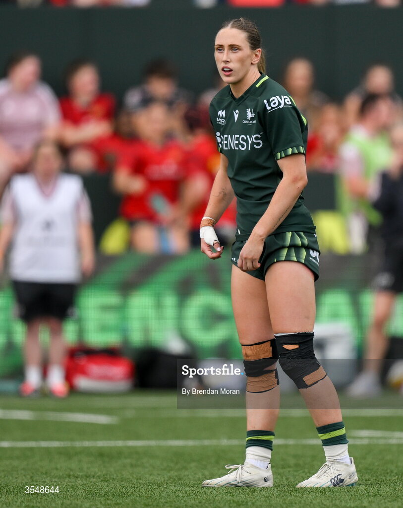 22 August 2026; Anna McGann of Connacht during the Vodafone Womens Interprovincial Championship Round 3 match between Connacht and Munster at Dexcom Stadium in Galway. Photo by Brendan Moran/Sportsfile
