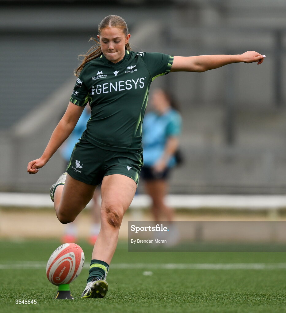 22 August 2026; Siofra Hession of Connacht during the Vodafone Womens Interprovincial Championship Round 3 match between Connacht and Munster at Dexcom Stadium in Galway. Photo by Brendan Moran/Sportsfile