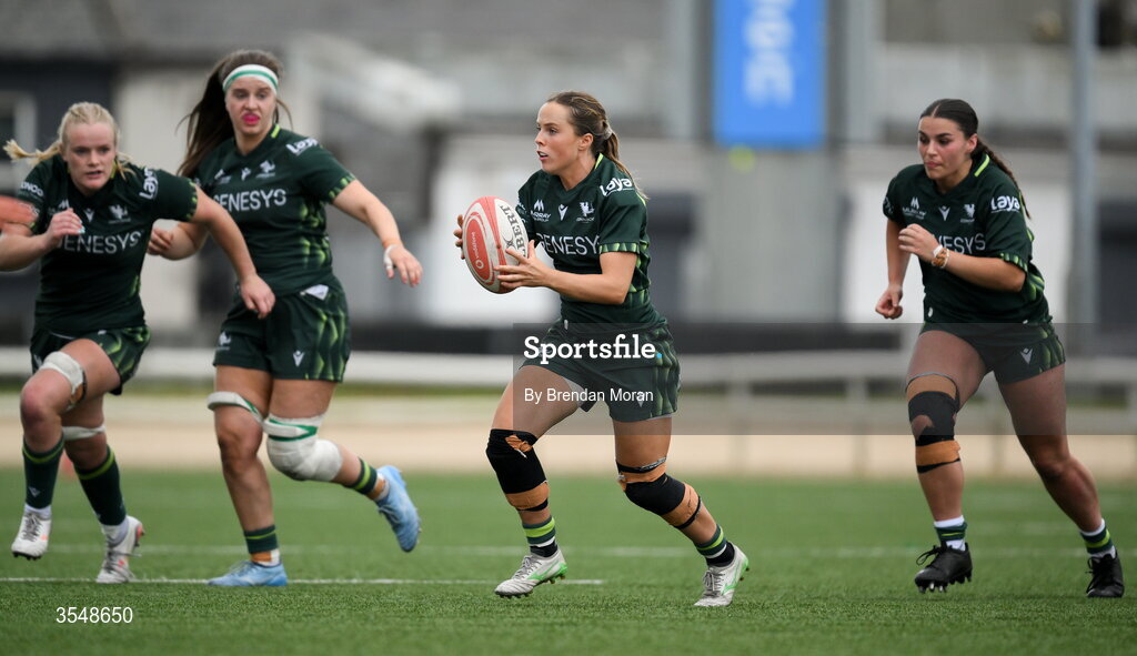 22 August 2026; Aoibheann Reilly of Connacht during the Vodafone Womens Interprovincial Championship Round 3 match between Connacht and Munster at Dexcom Stadium in Galway. Photo by Brendan Moran/Sportsfile