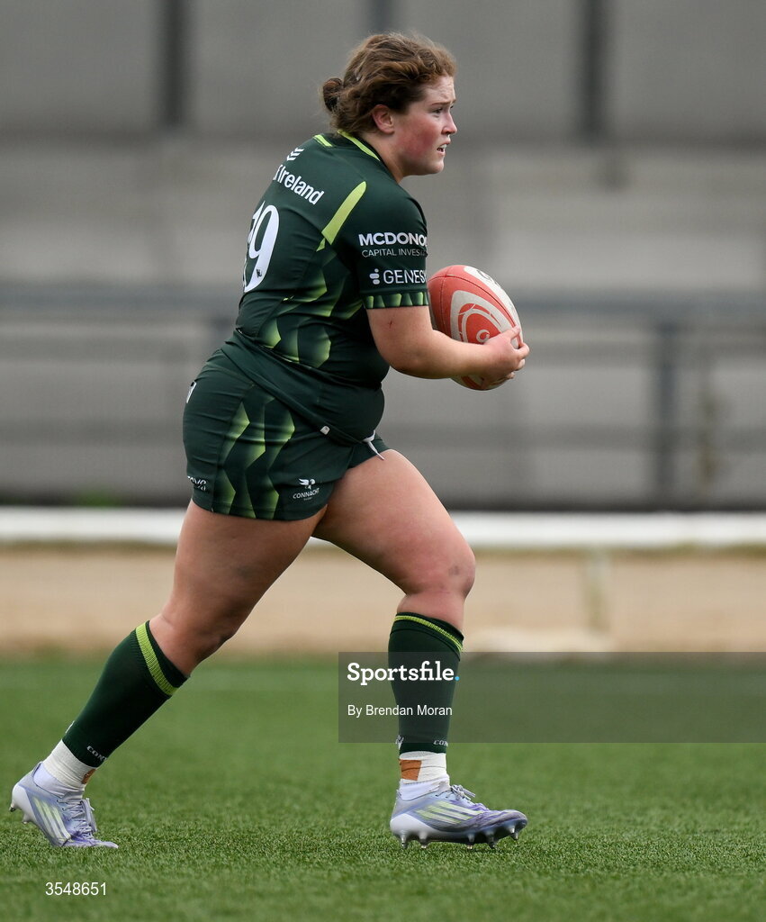 22 August 2026; Emma Fabby of Connacht during the Vodafone Womens Interprovincial Championship Round 3 match between Connacht and Munster at Dexcom Stadium in Galway. Photo by Brendan Moran/Sportsfile