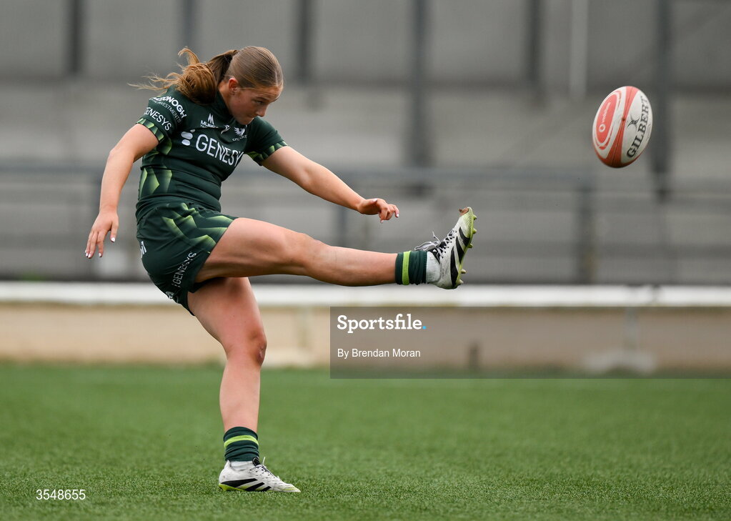 22 August 2026; Siofra Hession of Connacht during the Vodafone Womens Interprovincial Championship Round 3 match between Connacht and Munster at Dexcom Stadium in Galway. Photo by Brendan Moran/Sportsfile