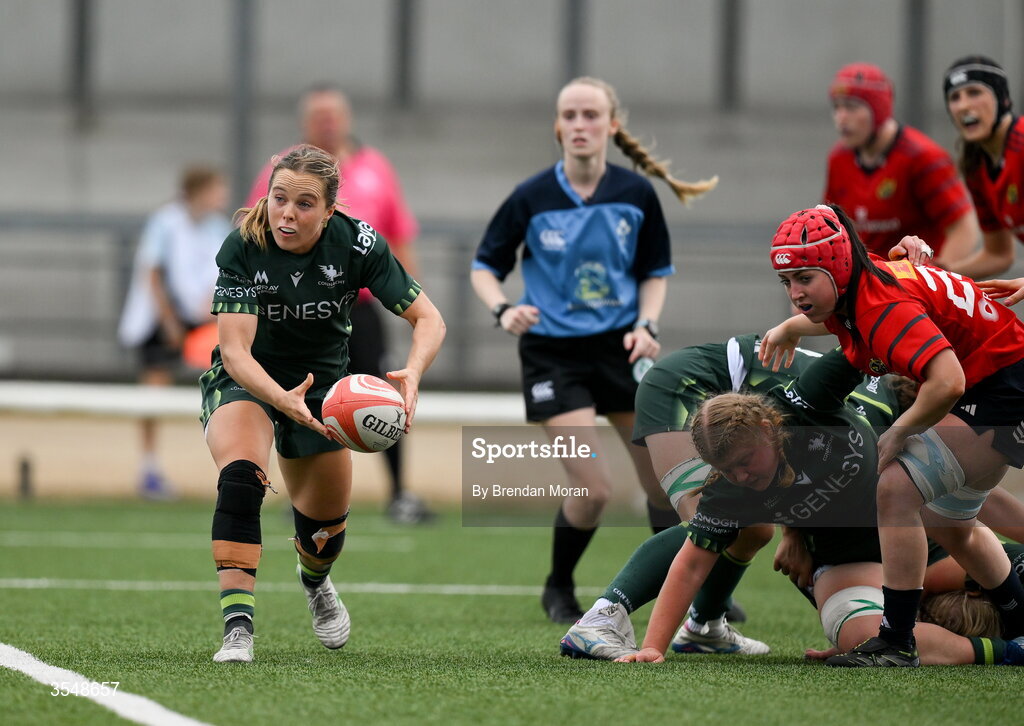 22 August 2026; Aoibheann Reilly of Connacht during the Vodafone Womens Interprovincial Championship Round 3 match between Connacht and Munster at Dexcom Stadium in Galway. Photo by Brendan Moran/Sportsfile
