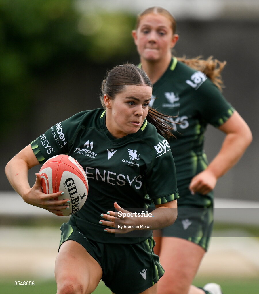 22 August 2026; Emily Foley of Connacht during the Vodafone Womens Interprovincial Championship Round 3 match between Connacht and Munster at Dexcom Stadium in Galway. Photo by Brendan Moran/Sportsfile