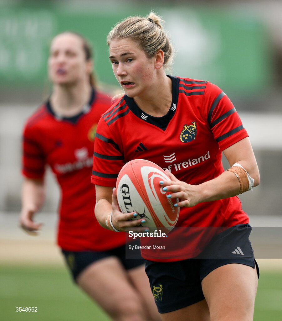 22 August 2026; Aoife Corey of Munster during the Vodafone Womens Interprovincial Championship Round 3 match between Connacht and Munster at Dexcom Stadium in Galway. Photo by Brendan Moran/Sportsfile
