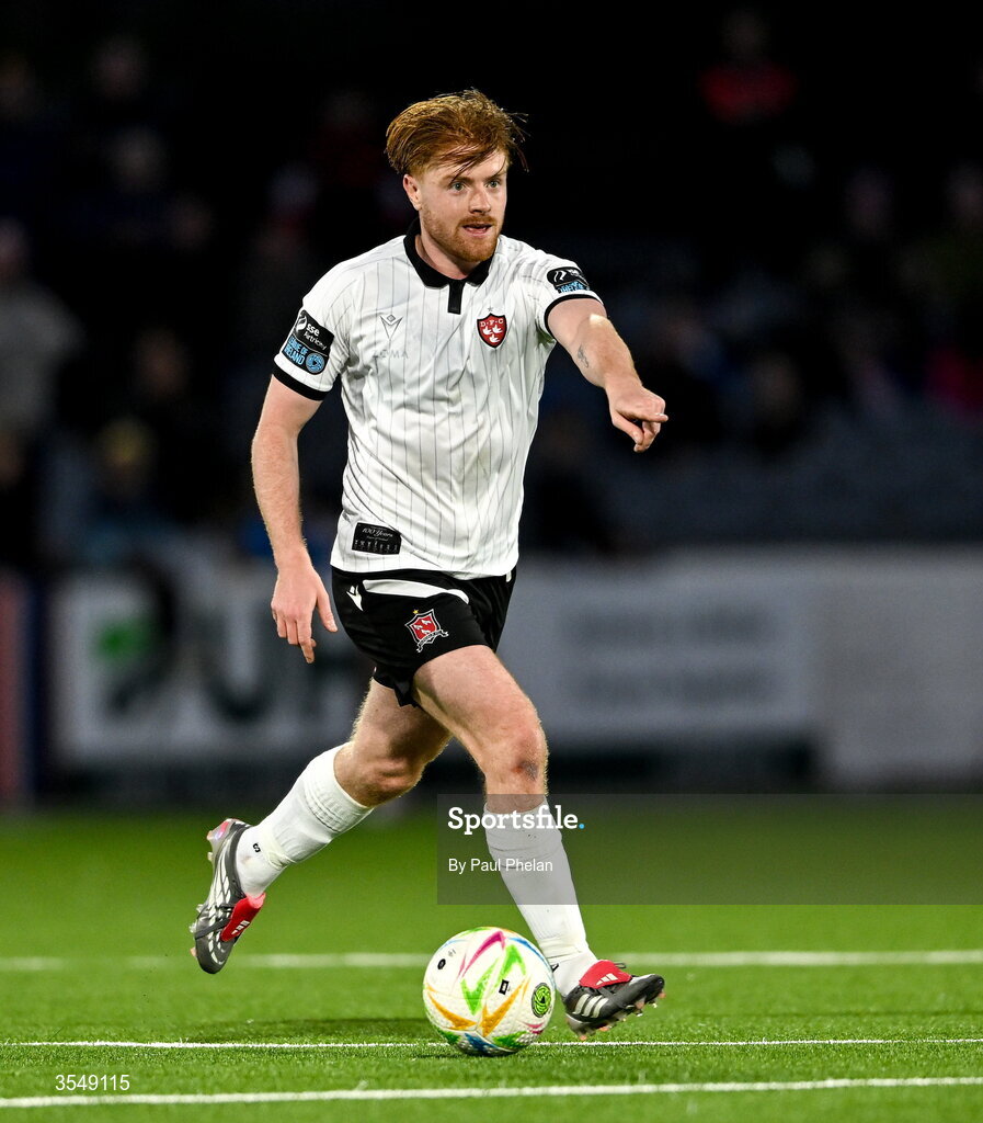 21 August 2026; Aodh Dervin of Dundalk during the SSE Airtricity Men’s Premier Division match between Dundalk and Galway United at Oriel Park in Dundalk, Louth. Photo by Paul Phelan/Sportsfile