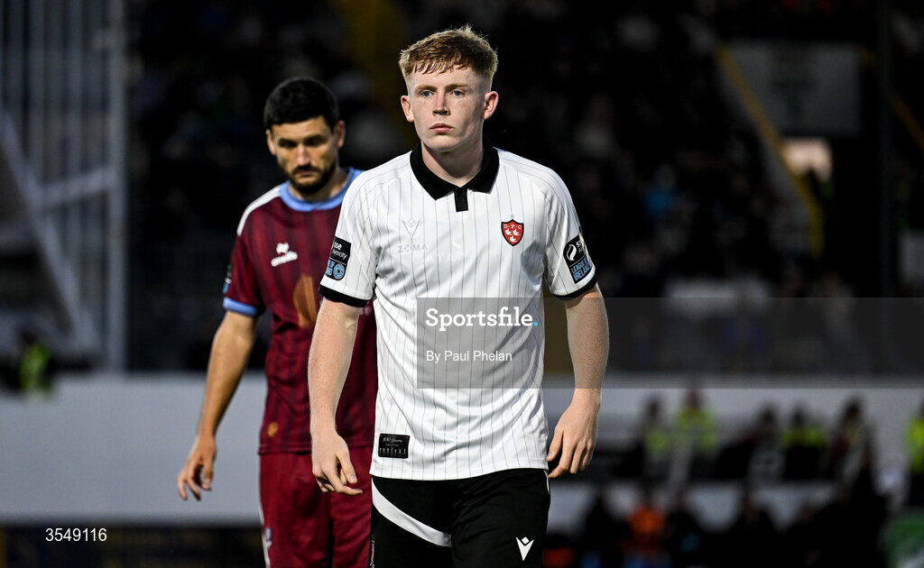 21 August 2026; Cian Dillon of Dundalk during the SSE Airtricity Men’s Premier Division match between Dundalk and Galway United at Oriel Park in Dundalk, Louth. Photo by Paul Phelan/Sportsfile