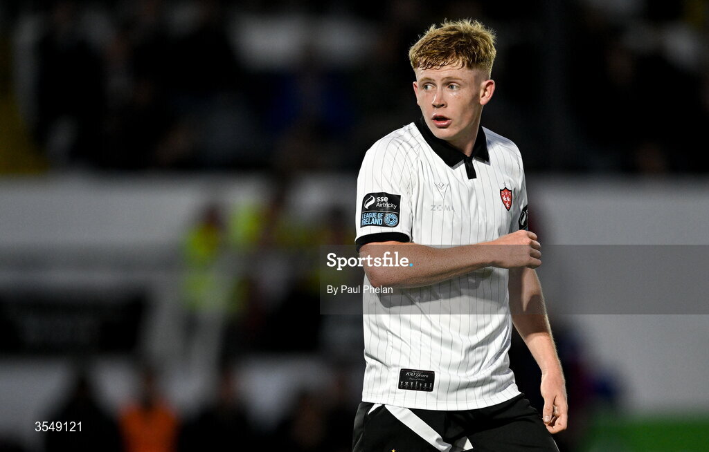 21 August 2026; Cian Dillon of Dundalk during the SSE Airtricity Men’s Premier Division match between Dundalk and Galway United at Oriel Park in Dundalk, Louth. Photo by Paul Phelan/Sportsfile