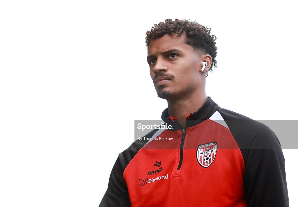 21 August 2026; Brooklyn Lyons-Foster of Derry City before the SSE Airtricity Men’s Premier Division match between Bohemians and Derry City at Dalymount Park in Dublin. Photo by Thomas Flinkow/Sportsfile