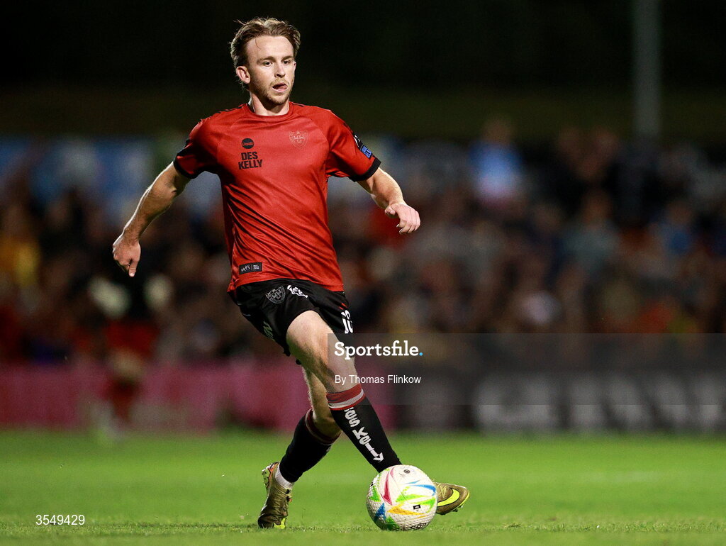 21 August 2026; Darragh Power of Bohemians during the SSE Airtricity Men’s Premier Division match between Bohemians and Derry City at Dalymount Park in Dublin. Photo by Thomas Flinkow/Sportsfile