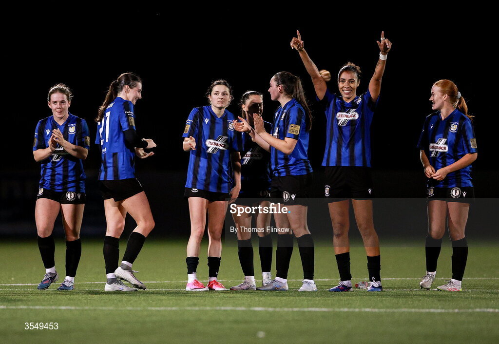 22 August 2026; Athlone Town players react during the penalty shootout in the Club Orange Women’s FAI Cup semi-final match between Athlone Town and Galway United at Athlone Town Stadium in Lissywollen, Athlone. Photo by Thomas Flinkow/Sportsfile