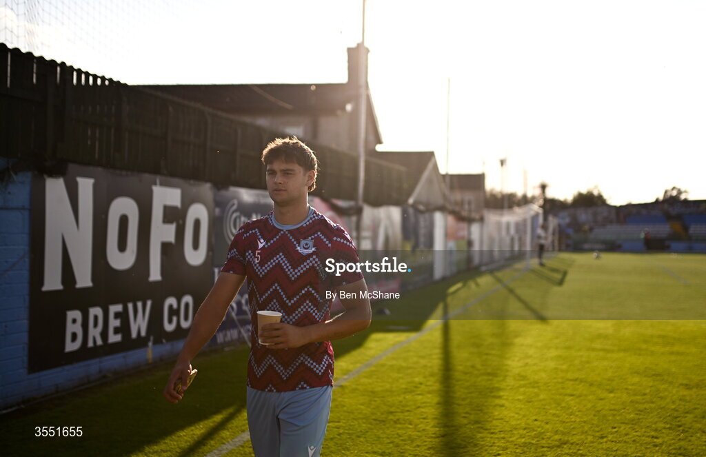 28 August 2026; Leo Burney of Drogheda United before the SSE Airtricity Men’s Premier Division match between Drogheda United and Dundalk at Sullivan & Lambe Park in Drogheda, Louth. Photo by Ben McShane/Sportsfile