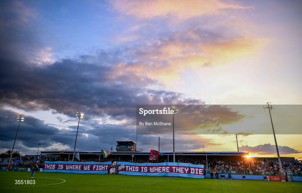 28 August 2026; Drogheda United supporters before the SSE Airtricity Men’s Premier Division match between Drogheda United and Dundalk at Sullivan & Lambe Park in Drogheda, Louth. Photo by Ben McShane/Sportsfile