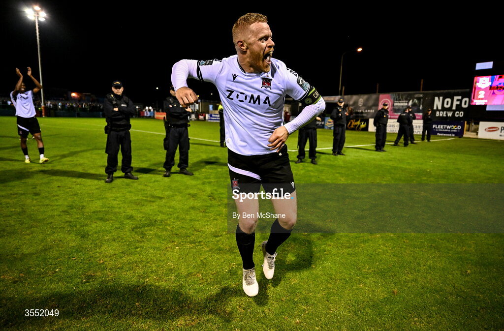 28 August 2026; Daryl Horgan of Dundalk celebrates after the SSE Airtricity Men’s Premier Division match between Drogheda United and Dundalk at Sullivan & Lambe Park in Drogheda, Louth. Photo by Ben McShane/Sportsfile