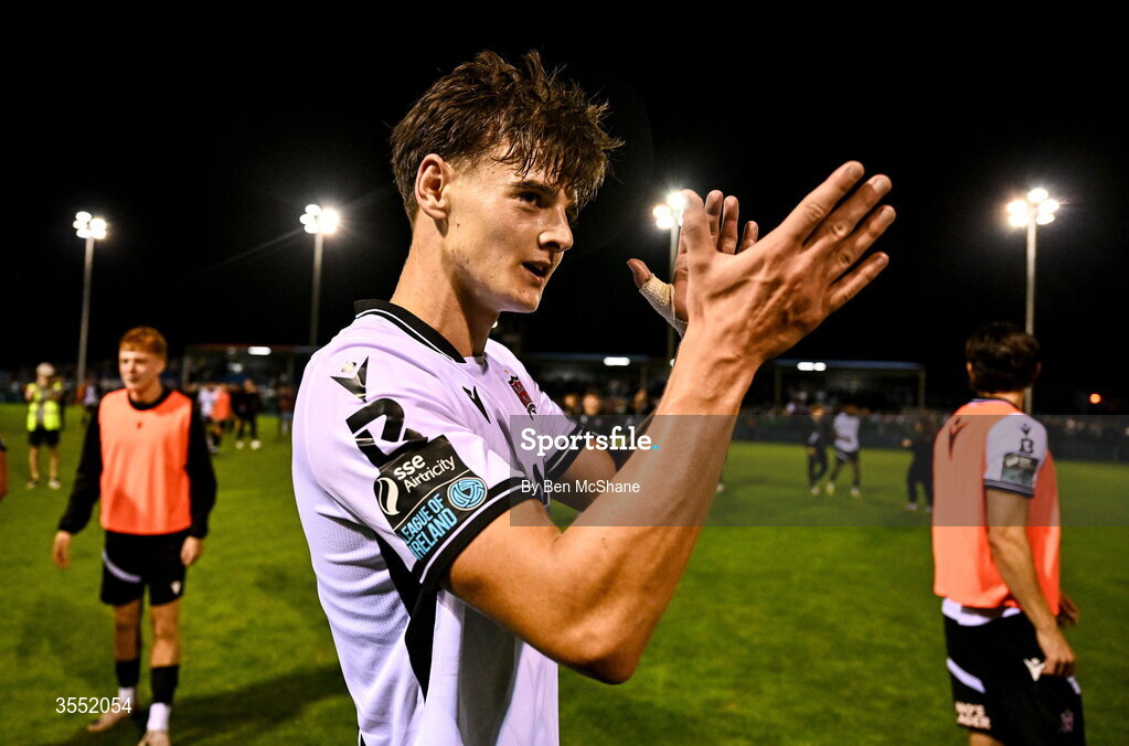 28 August 2026; Egor Vassenin of Dundalk celebrates after the SSE Airtricity Men’s Premier Division match between Drogheda United and Dundalk at Sullivan & Lambe Park in Drogheda, Louth. Photo by Ben McShane/Sportsfile